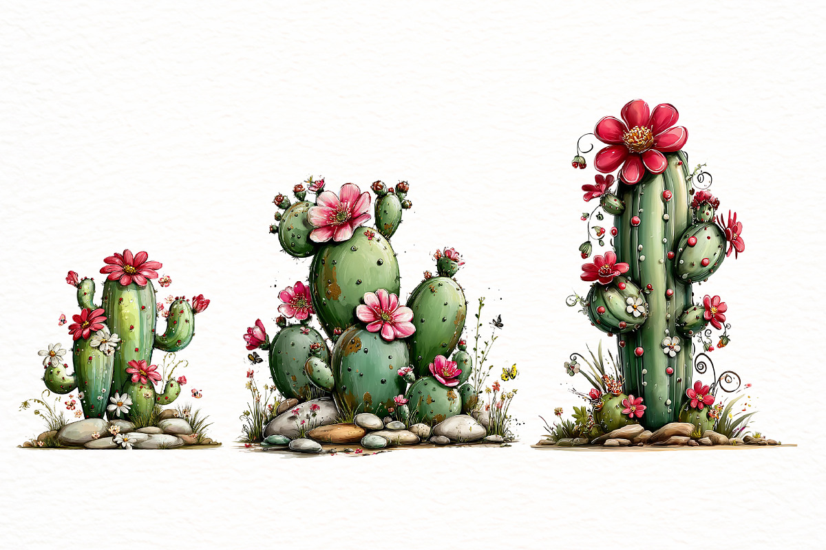 Whimsical cactus clipart, an Illustration by Designworld (Photo 5 of 8)