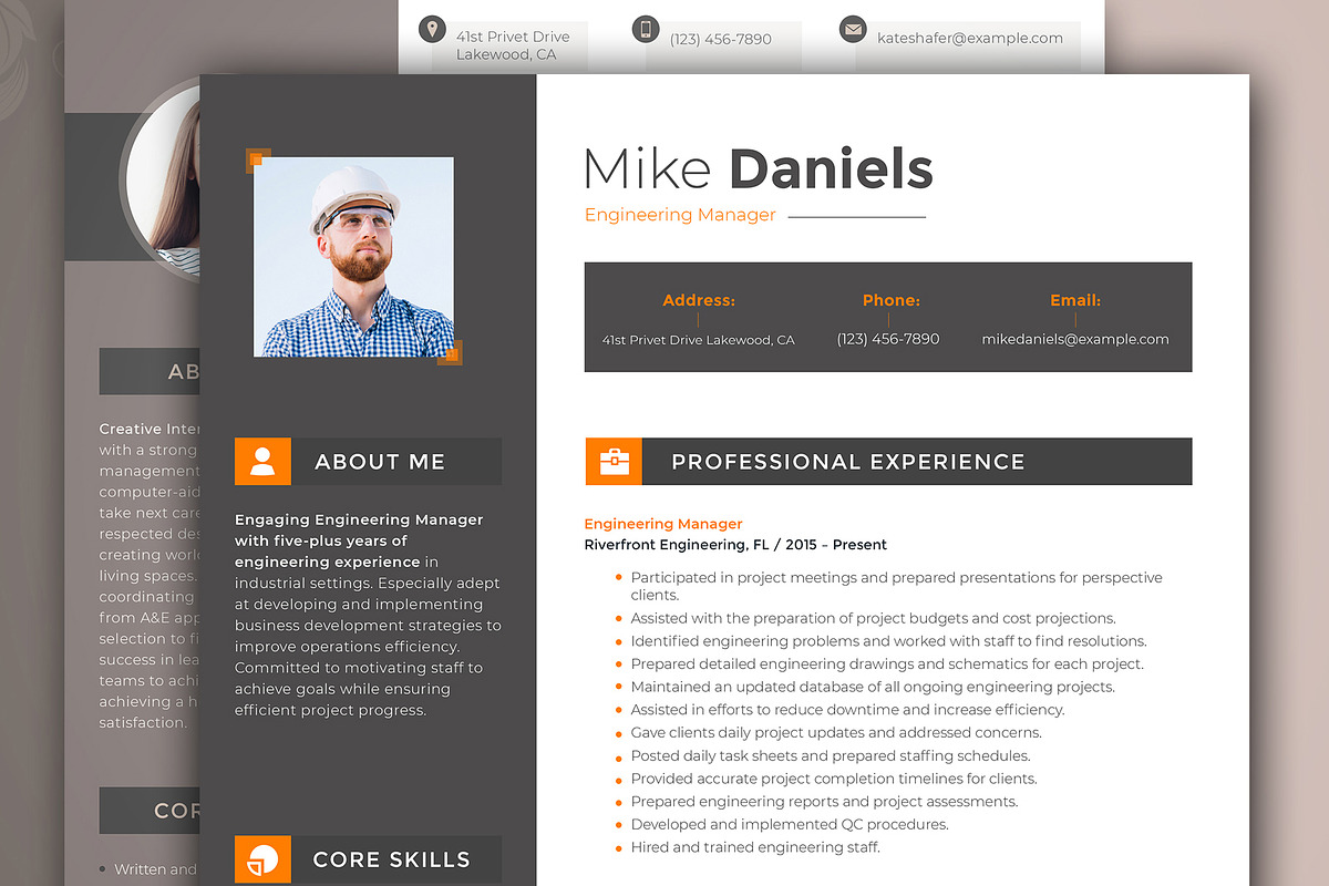 Resume for Engineering Manager, a Resume Template by MotoCMS (Photo 1 of 2)