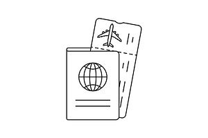 Passport with boarding pass icon., a Transportation Illustration by incomible