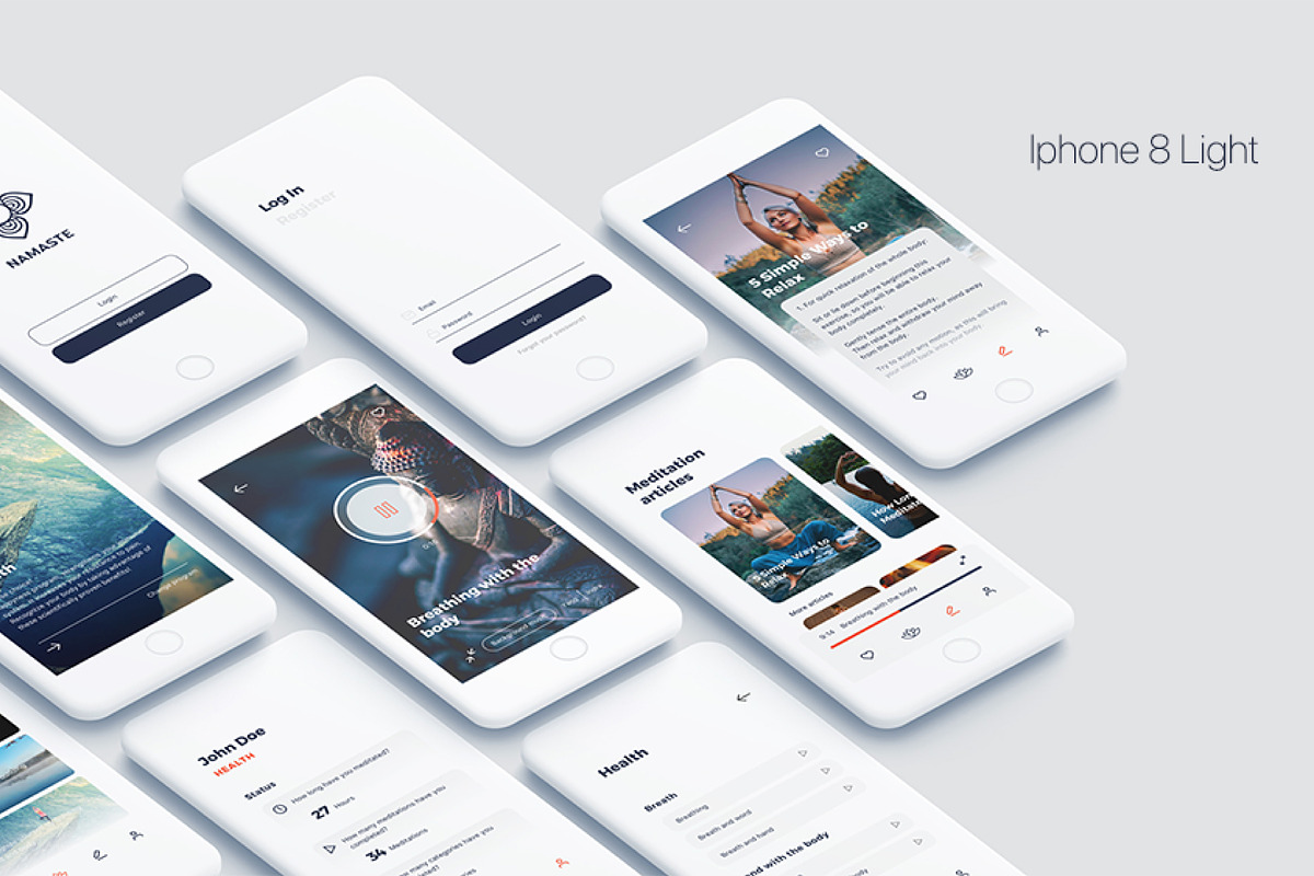 Namaste - Meditation Mobile App Sket, an UI Kit Template by uicube (Photo 5 of 5)