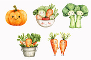 Watercolor Cute Veggies Clipart, an Illustration by Design Market (Thumbnail 4 of 4)