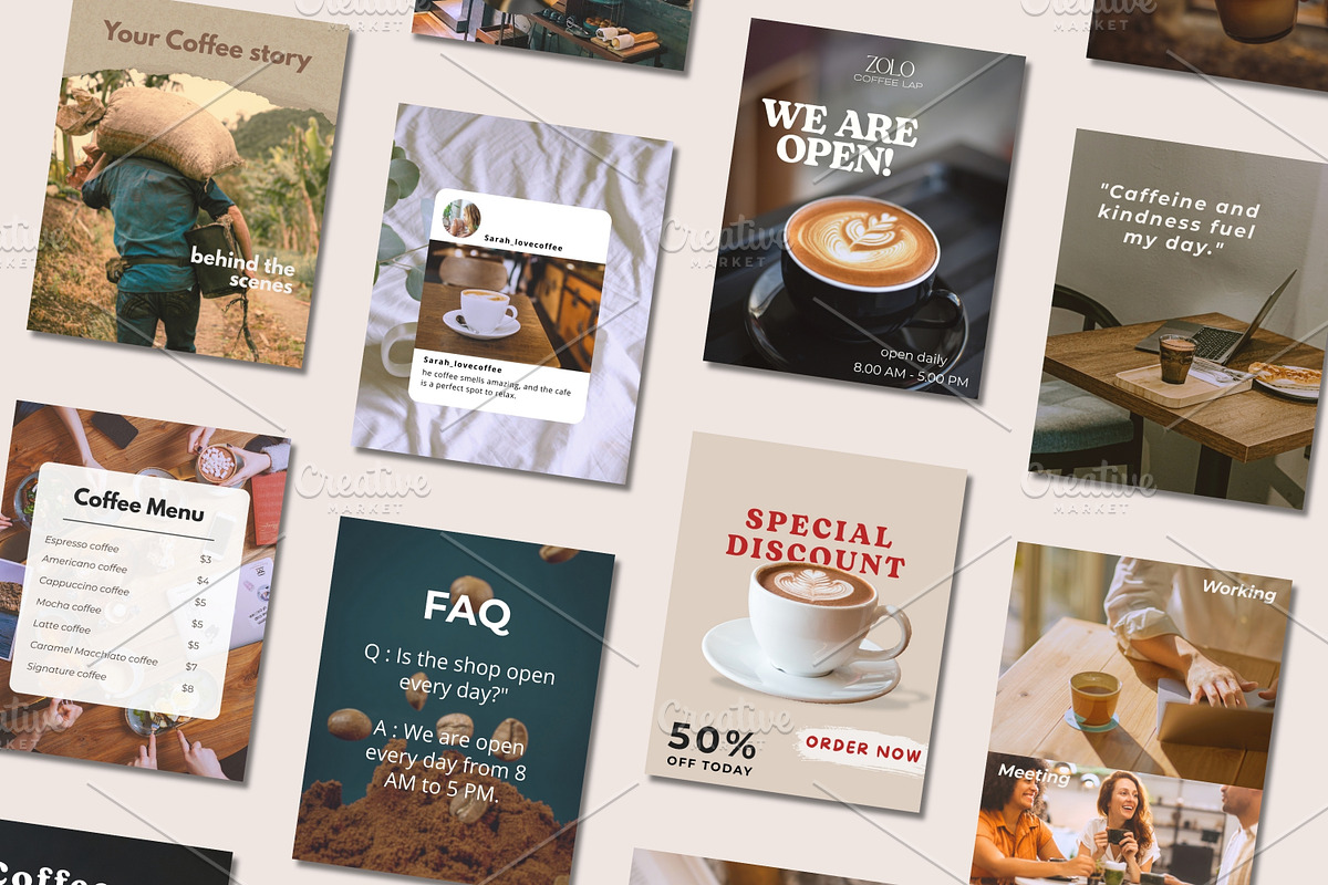 Coffee Instagram Template, a Social Media Template by ZoloDesignHub (Photo 2 of 7)