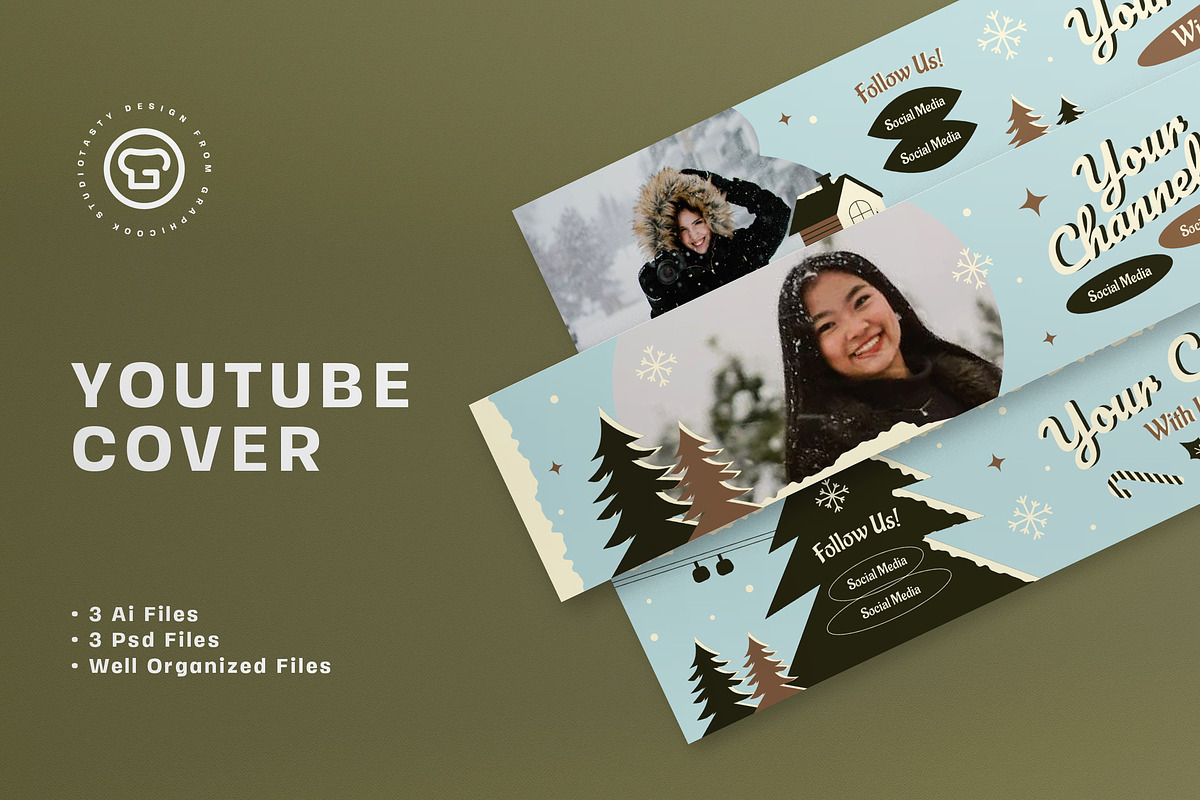 Flat Design Winter YouTube Cover, a Social Media Template by graphicook (Photo 1 of 3)