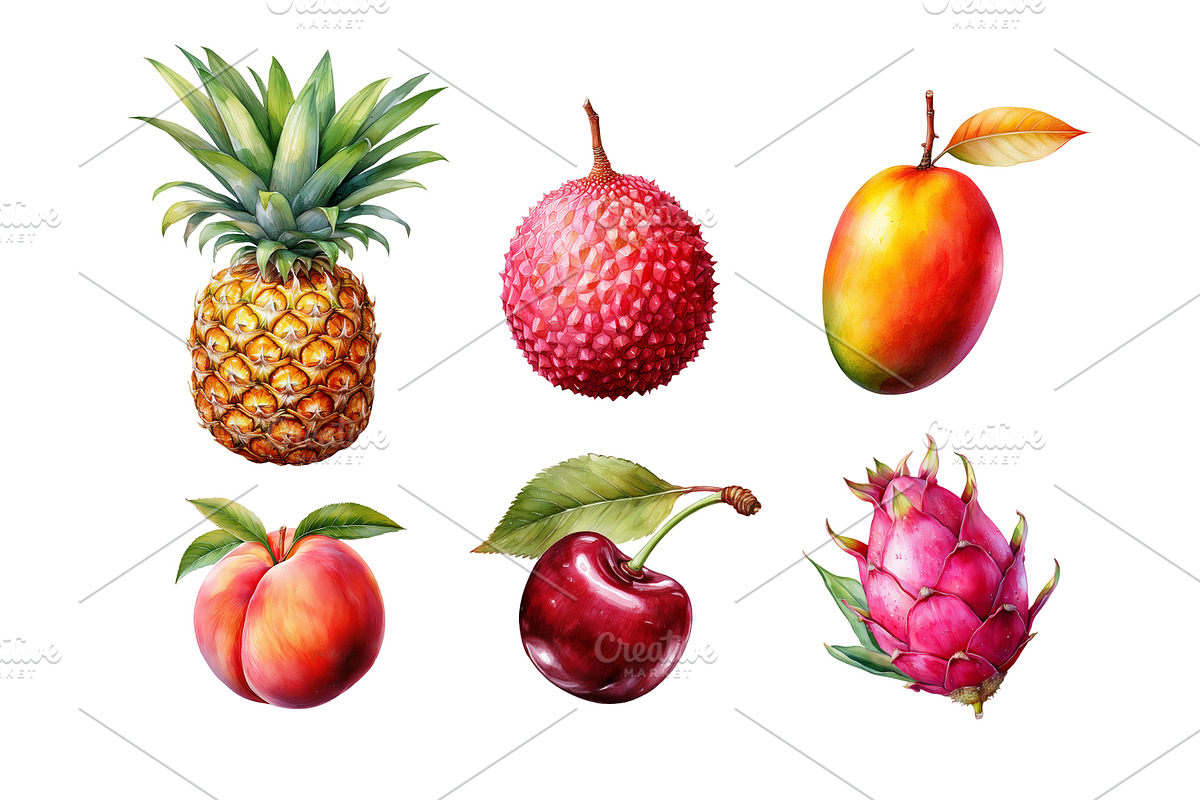 Watercolor Summer Fruit PNG Clipart., a Food Illustration by kaisorn (Photo 4 of 5)