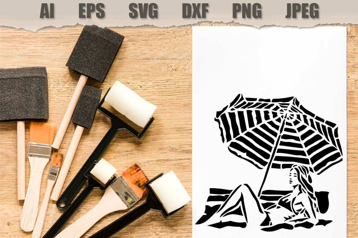 Beach Umbrella Woman, a Person Illustration by MARYCRAFTIRIA (Photo 3 of 3)