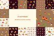 Autumn watercolor clipart set, a Seasonal Illustration by KlymchukArtworks (Thumbnail 2 of 13)