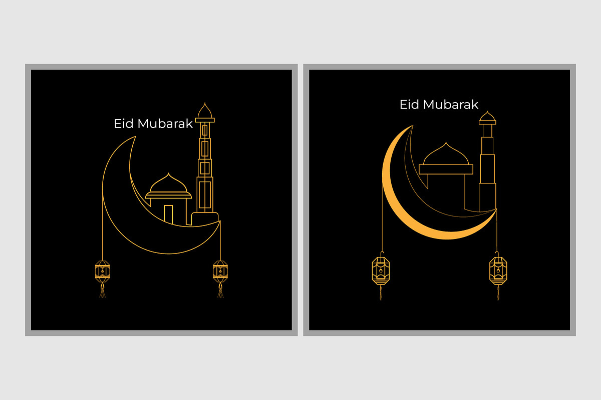 Eid Mubarak Greeting Card, a Decorative Illustration by Lakhan1998 (Photo 2 of 5)
