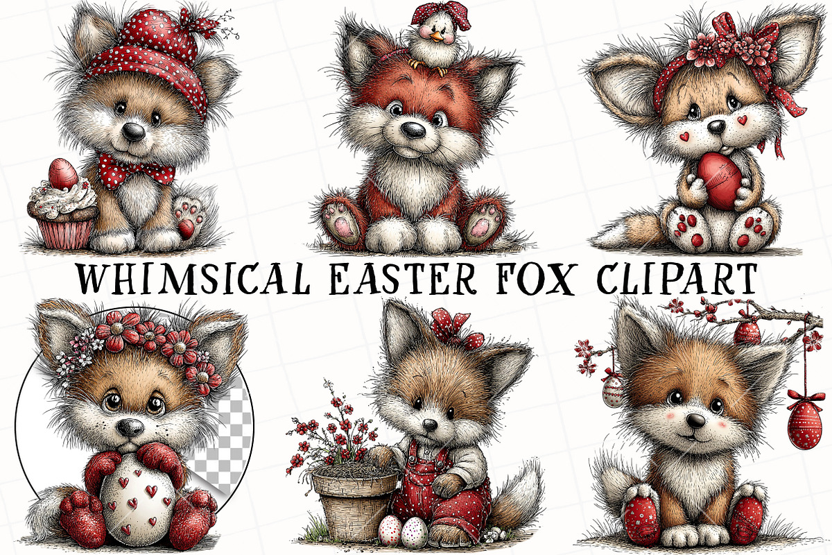 Whimsical Easter Fox Clipart, an Illustration by OK Design (Photo 2 of 6)