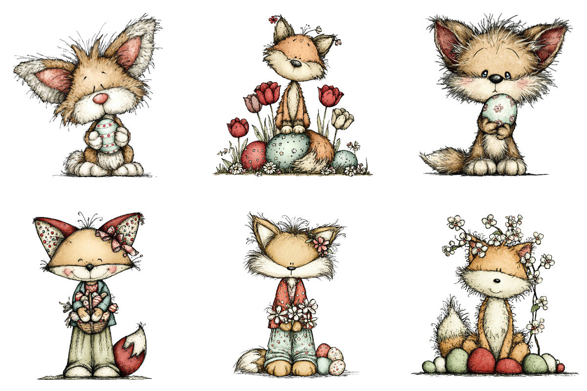 Whimsical Easter fox clipart, an Illustration by CreationArt (Photo 6 of 7)