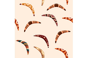 Boomerangs seamless pattern, an Illustration by Valerie Bodnar