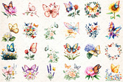 Butterfly Flowers Sublimation Clipar, an Illustration by DreamCafeArt (Thumbnail 2 of 6)