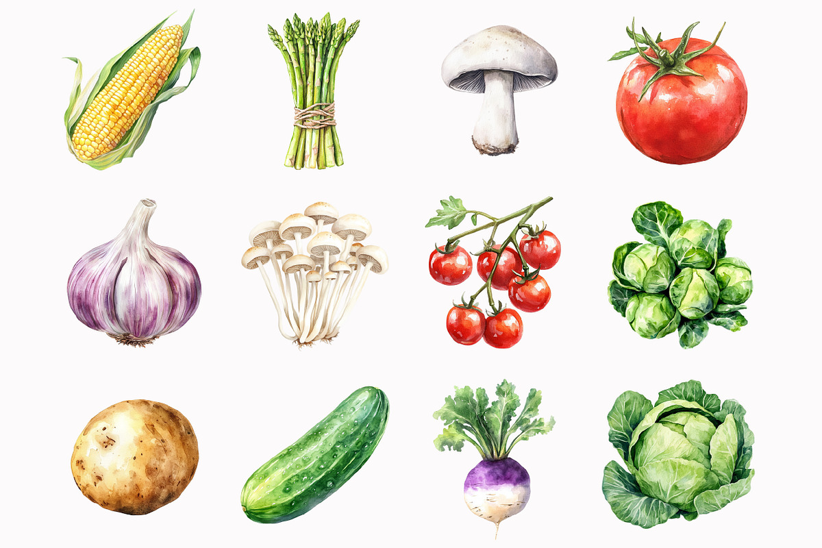 Watercolor Vegetables Clipart, an Illustration by Design Market (Photo 2 of 5)