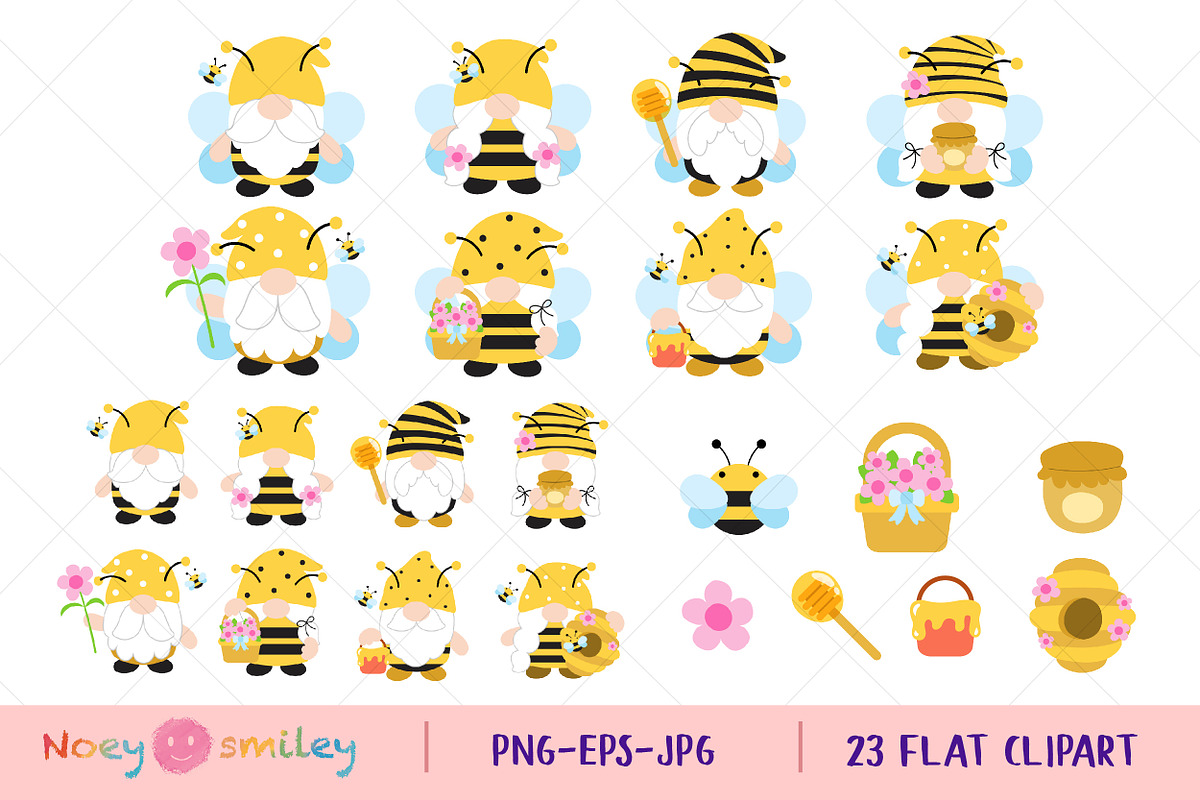 Gnomes Honey Bee Flat Clipart, an Animal Illustration by Noey smiley (Photo 2 of 7)