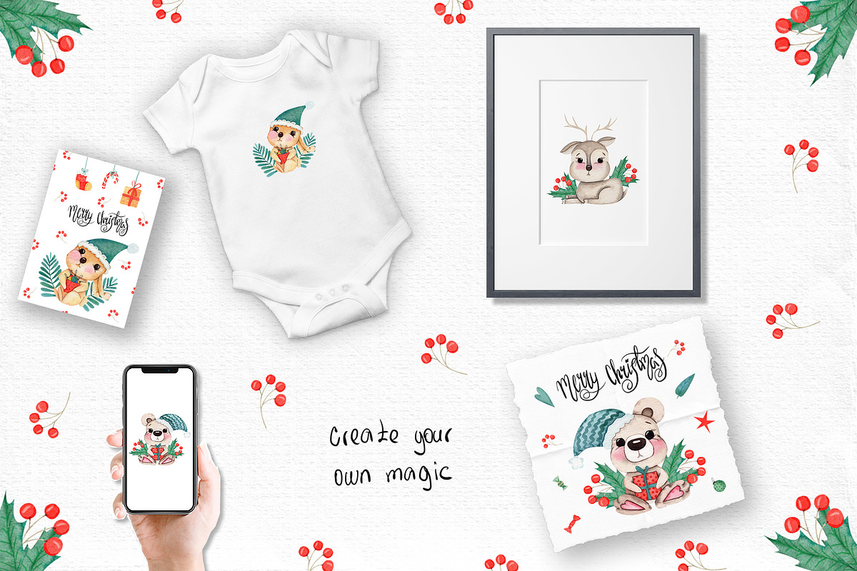 Watercolor Winter Friends, a Decorative Illustration by TanataDesign (Photo 8 of 10)