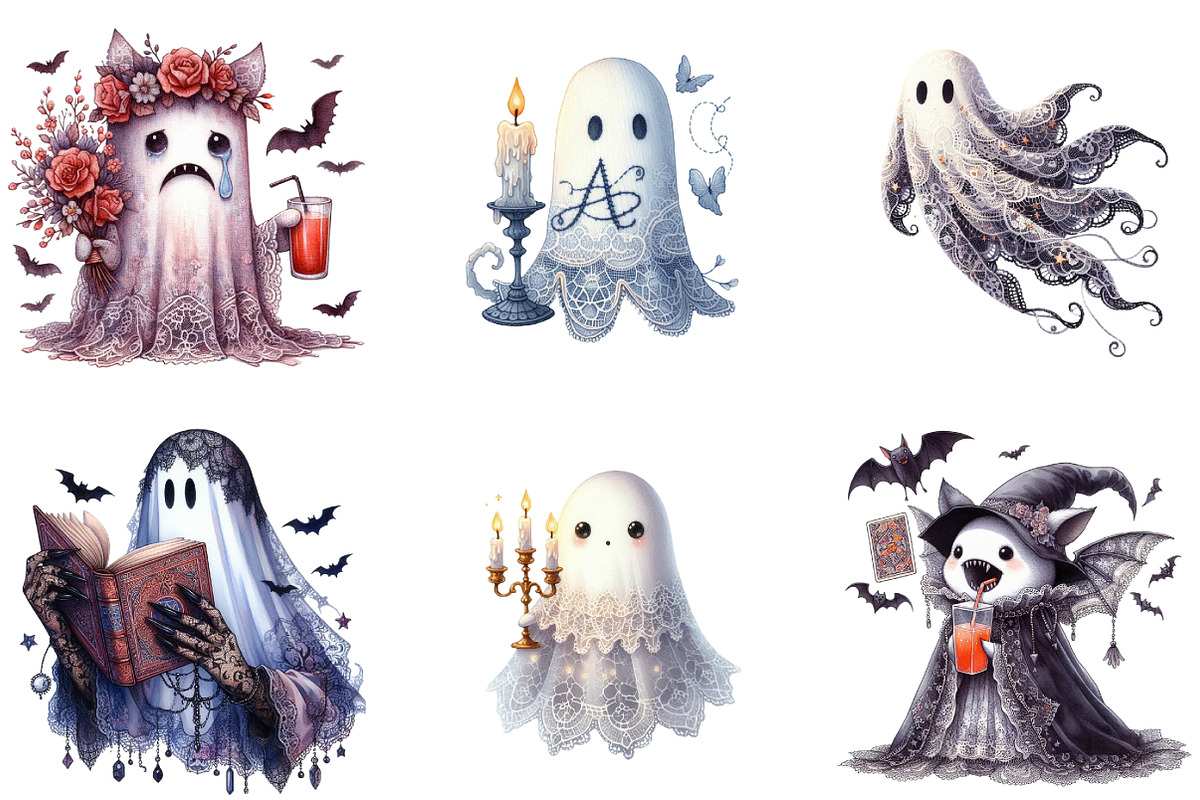 Halloween Lace Ghost Sublimation, an Illustration by DreamArtGraphic (Photo 2 of 6)