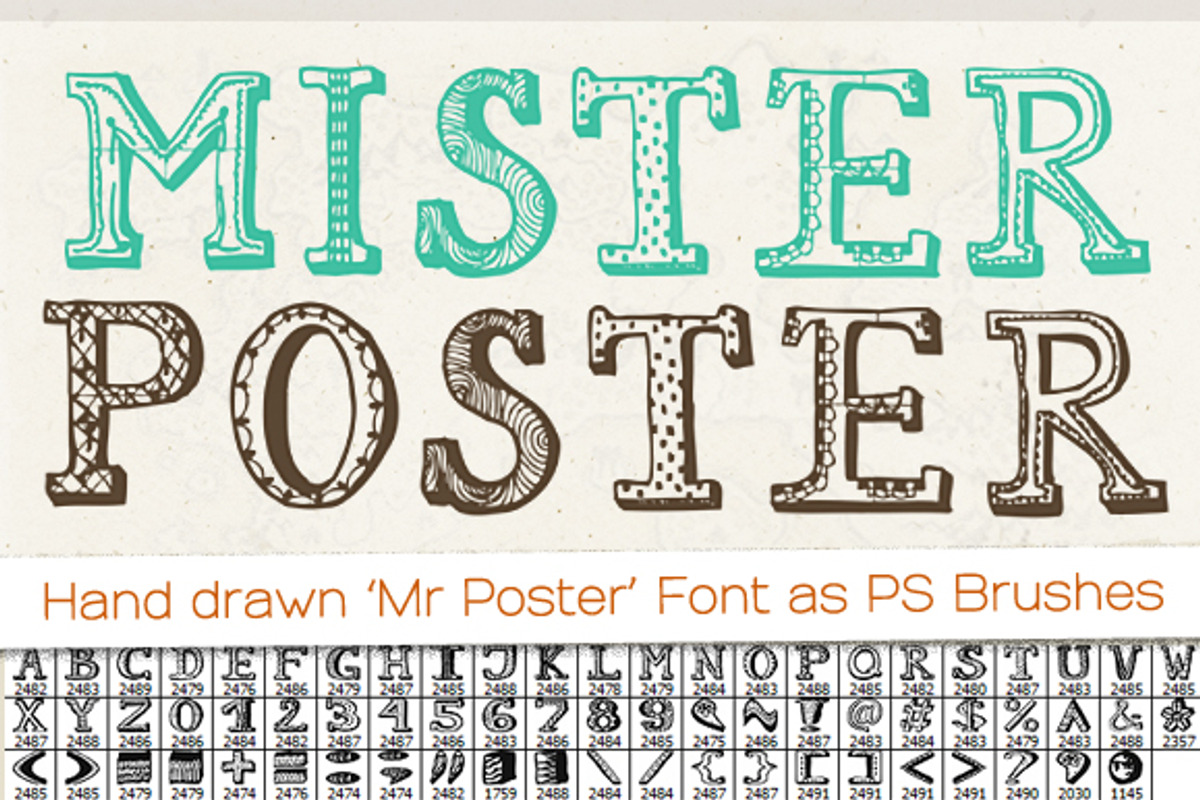 Hand drawn 'Mr Poster' Font Brushes, a Brush Add-On by Frisk Shop (Photo 1 of 4)