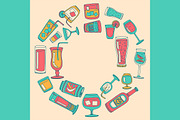 Doodle cocktail icons and patterns, a Pattern Graphic by Art Loft (Thumbnail 5 of 16)