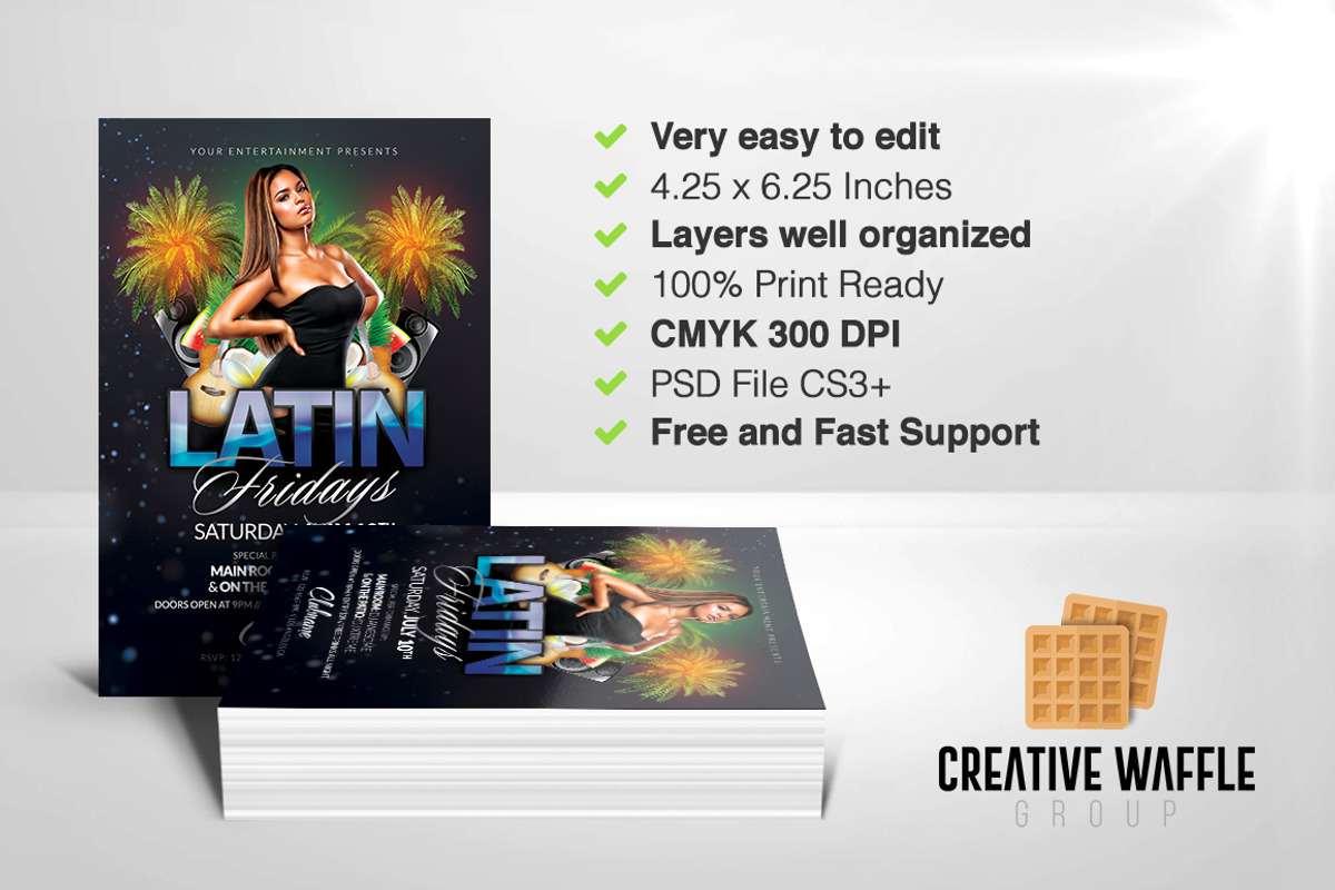 Latin Fridays Flyer Template, a Flyer Template by Creative Waffle (Photo 4 of 5)