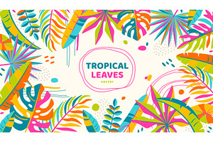 Palm tropical leaf rainforest frame, an Object Illustration by kotoffei