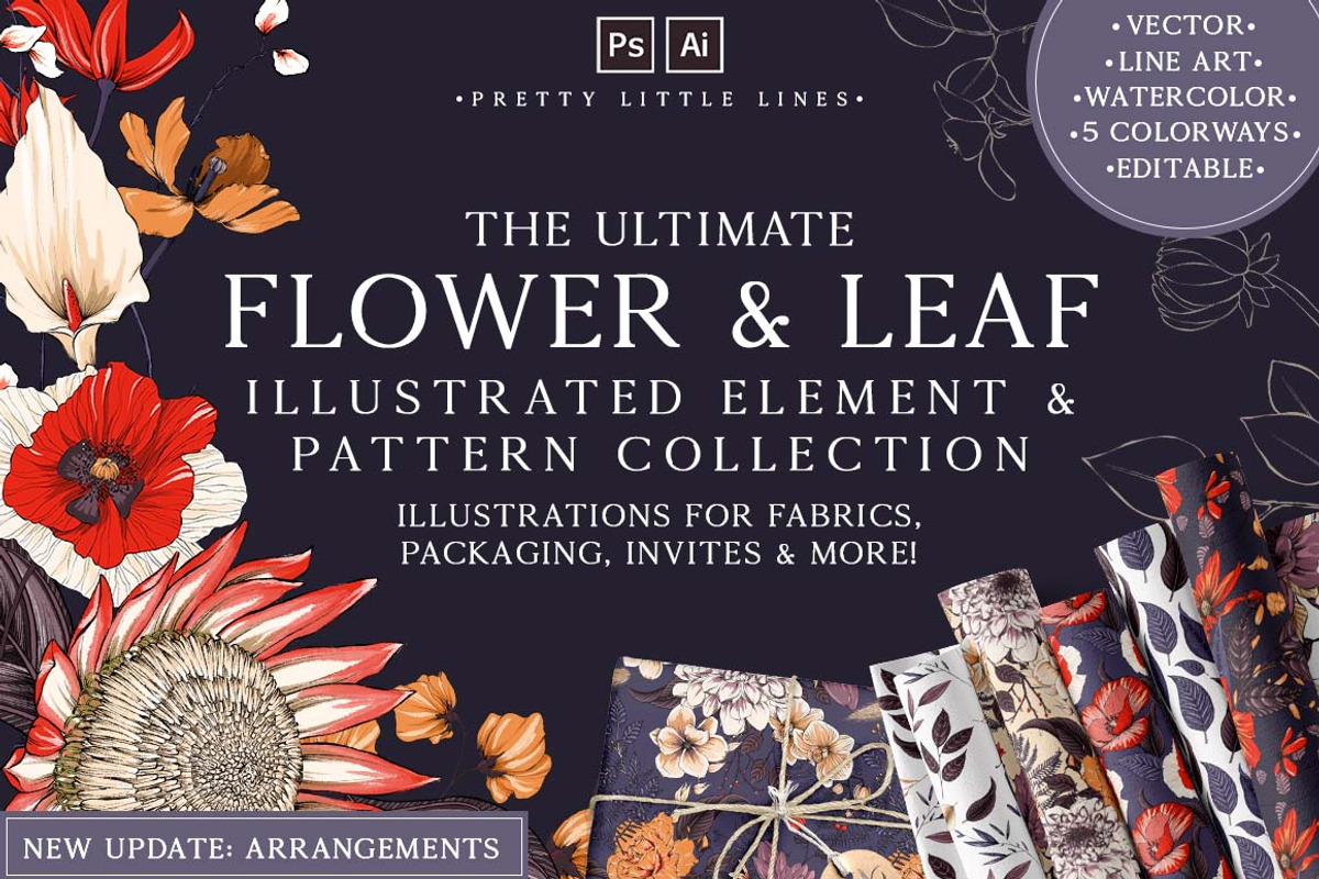 Ultimate Flower & Leaf Collection, an Object Graphic by Pretty Little Lines (Photo 1 of 47)