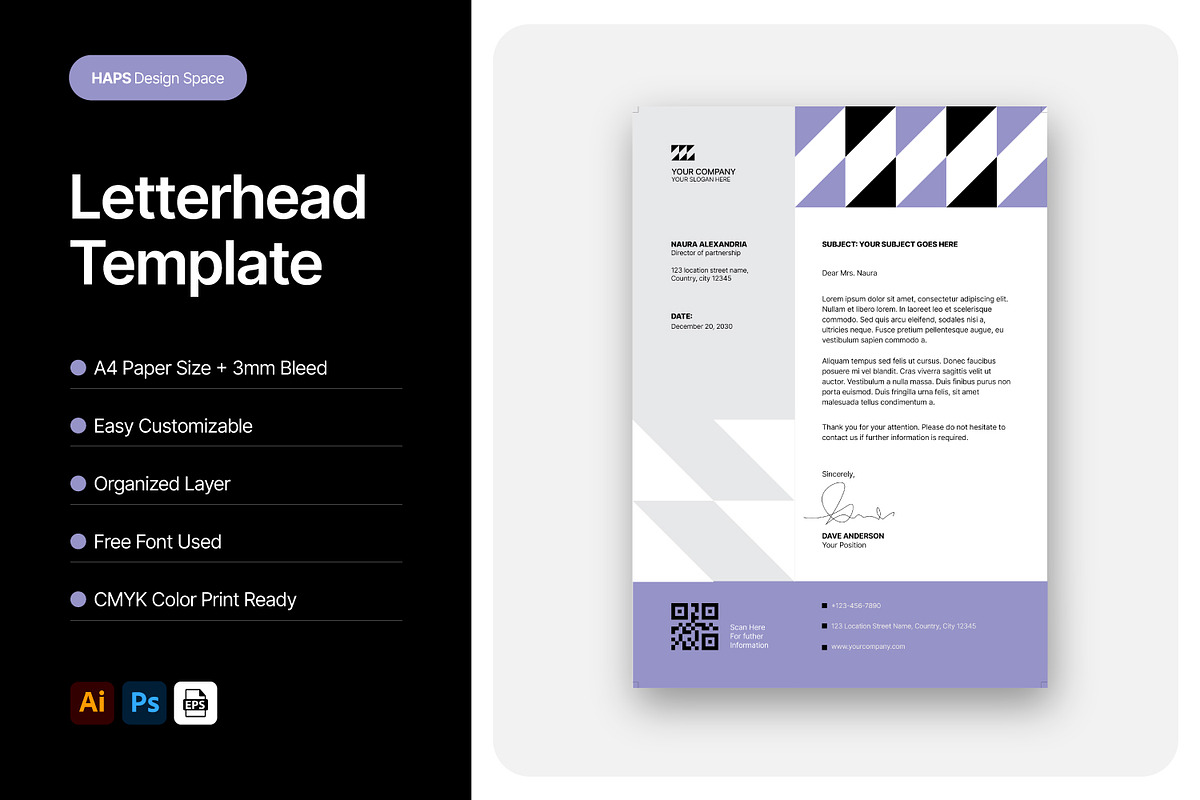 Letterhead Template, a Stationery Template by Haps Space