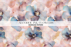 Alcohol ink flowers seamless pattern