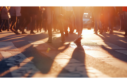 Group of People Walking Down a, a Person Photo by CREATIVEDEF