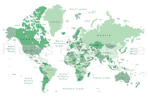 Detailed World Map 60x40" max - jpeg