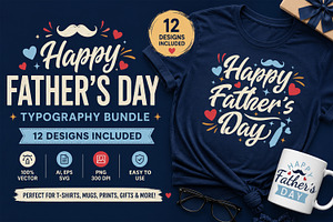 Happy Father’s Day Typography Bundle, an Object Graphic by ashek
