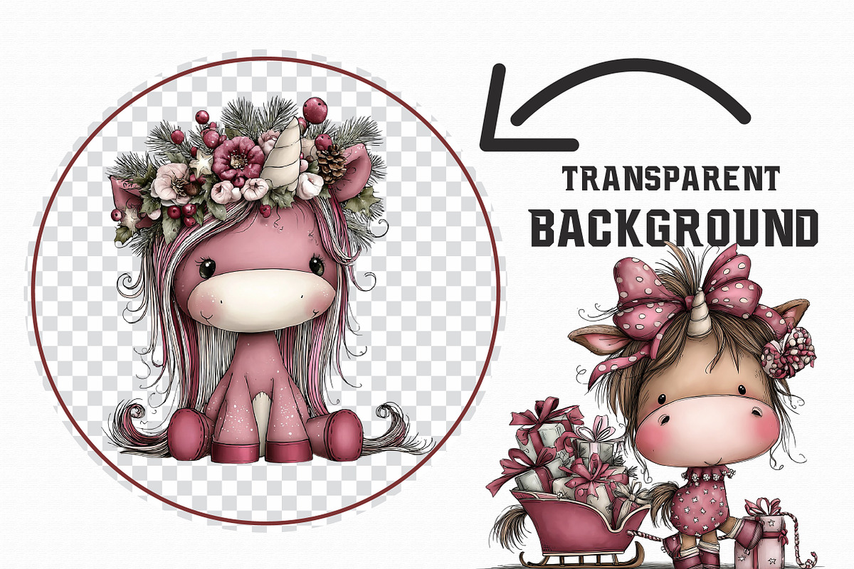 Whimsical Unicorn Christmas Clipart, an Illustration by Libby Wishes (Photo 5 of 7)