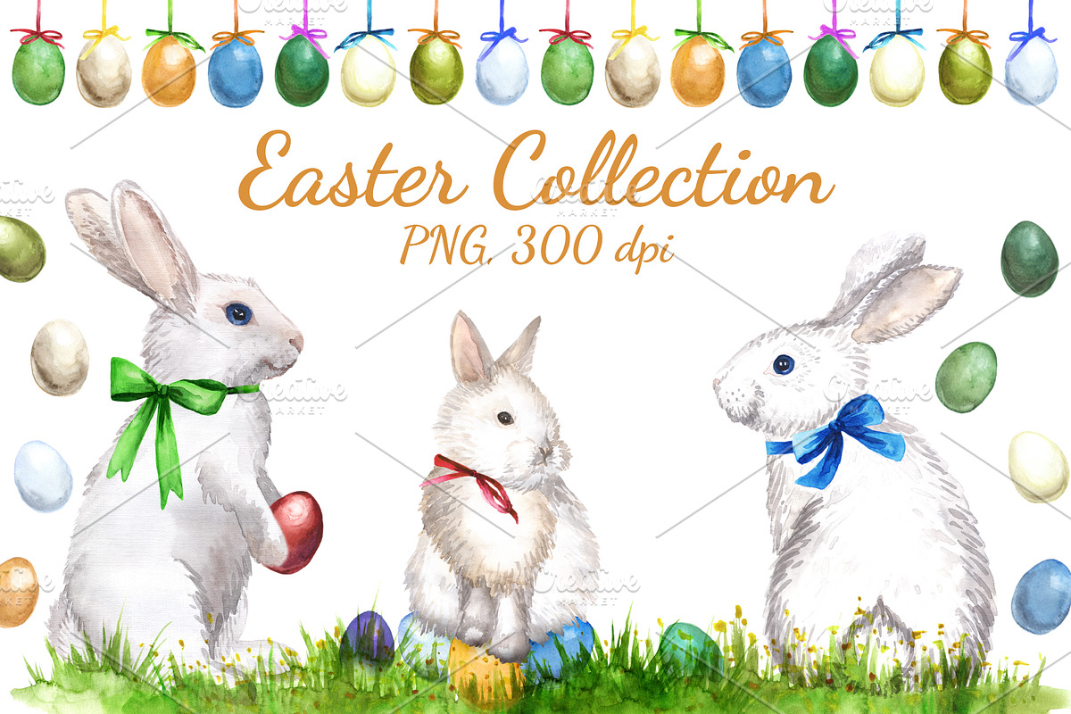 Easter Rabbits and Eggs Collection, an Animal Illustration by Sveta Aho (Photo 1 of 7)