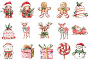 Watercolor pinjk Christmas clipart, an Illustration by Designworld (Thumbnail 3 of 5)