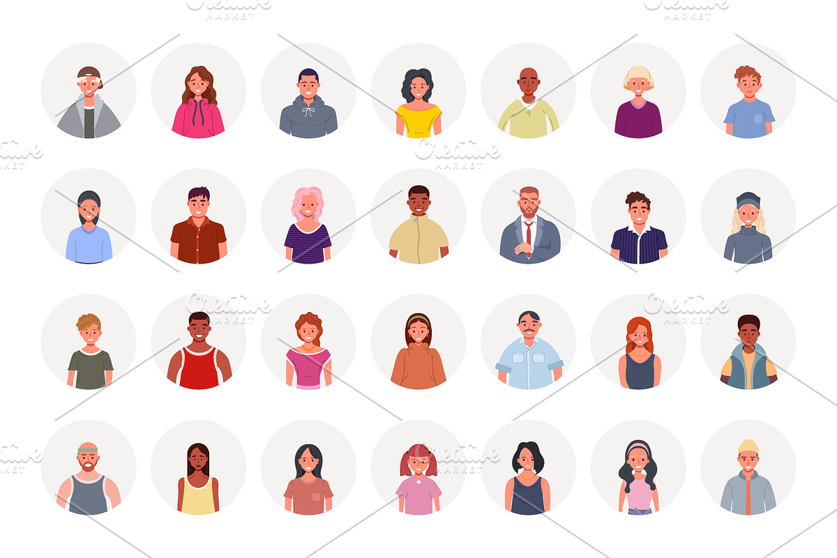 Set of diverse people avatars, a Person Illustration by Yayasya (Photo 2 of 3)