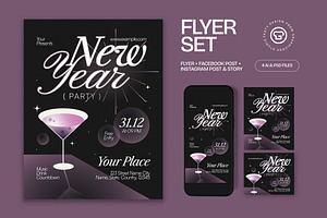 New Year Party Flyer, a Flyer Template by graphicook