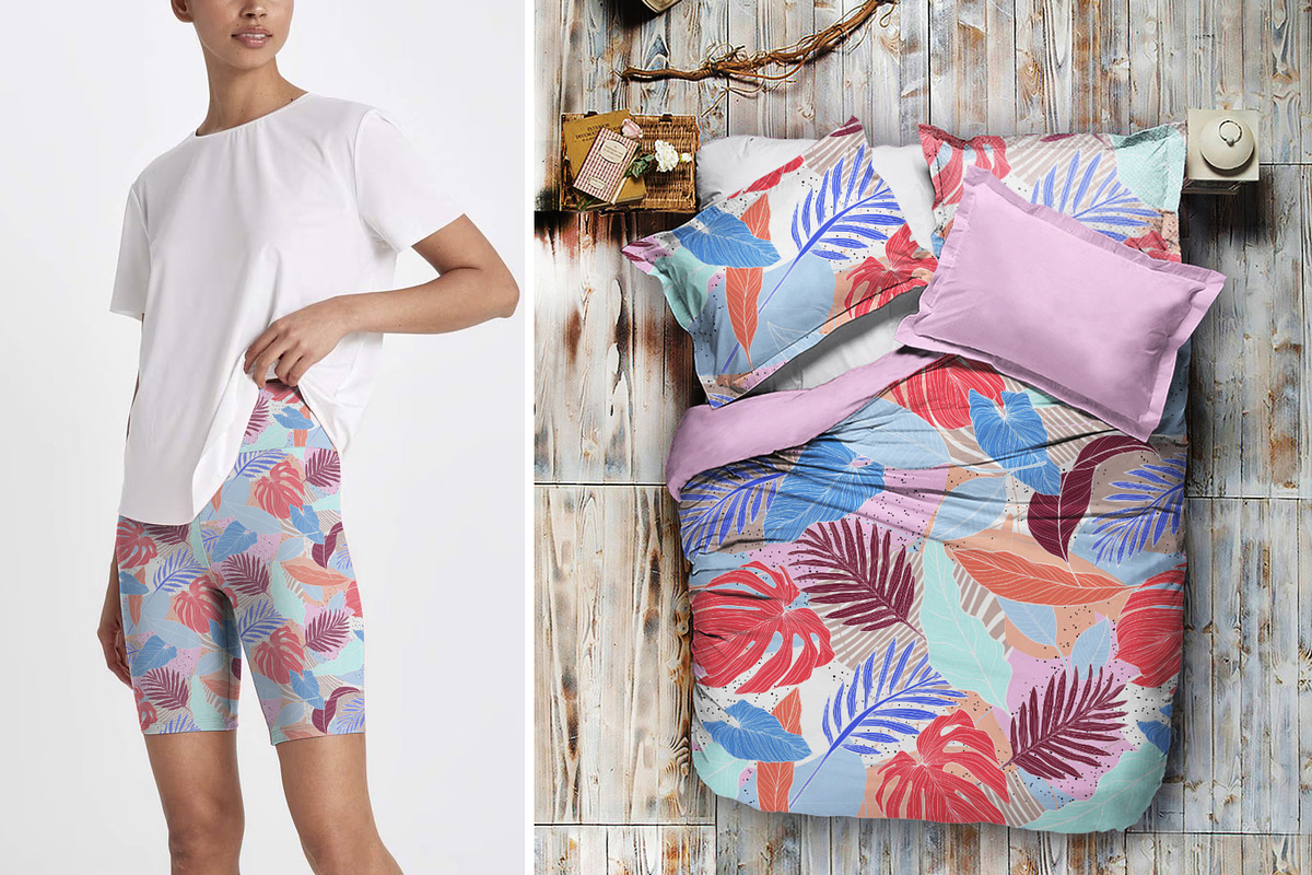 Modern Pastel Tropical Leaves Print, a Pattern Graphic by Gullenda (Photo 6 of 6)