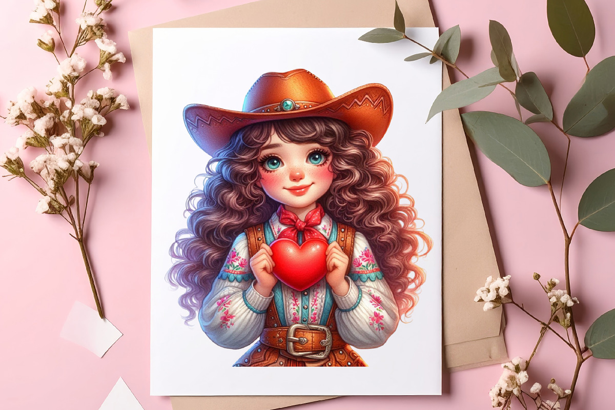 Quirky Valentine Cowgirl Clipart PNG, an Illustration by SinaCreation (Photo 7 of 11)