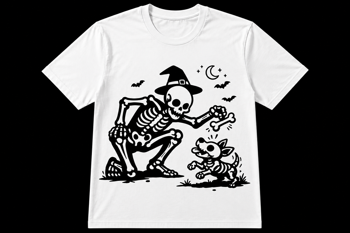 Funny Halloween Skeleton with Dog, an Object Graphic by T-shirt Pond (Photo 1 of 3)