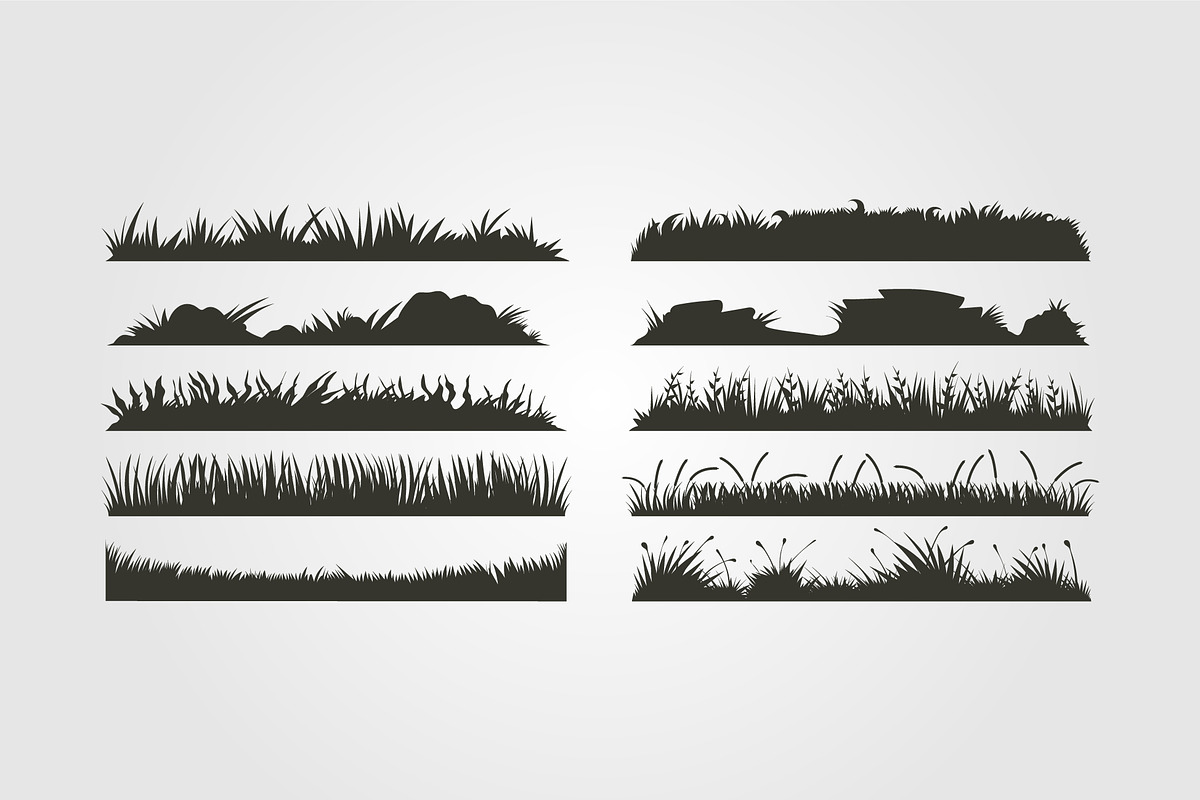 vector of grass silhouette template, an Object Illustration by lawoel (Photo 1 of 3)