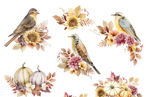 Warm Autumn Watercolor Clipart