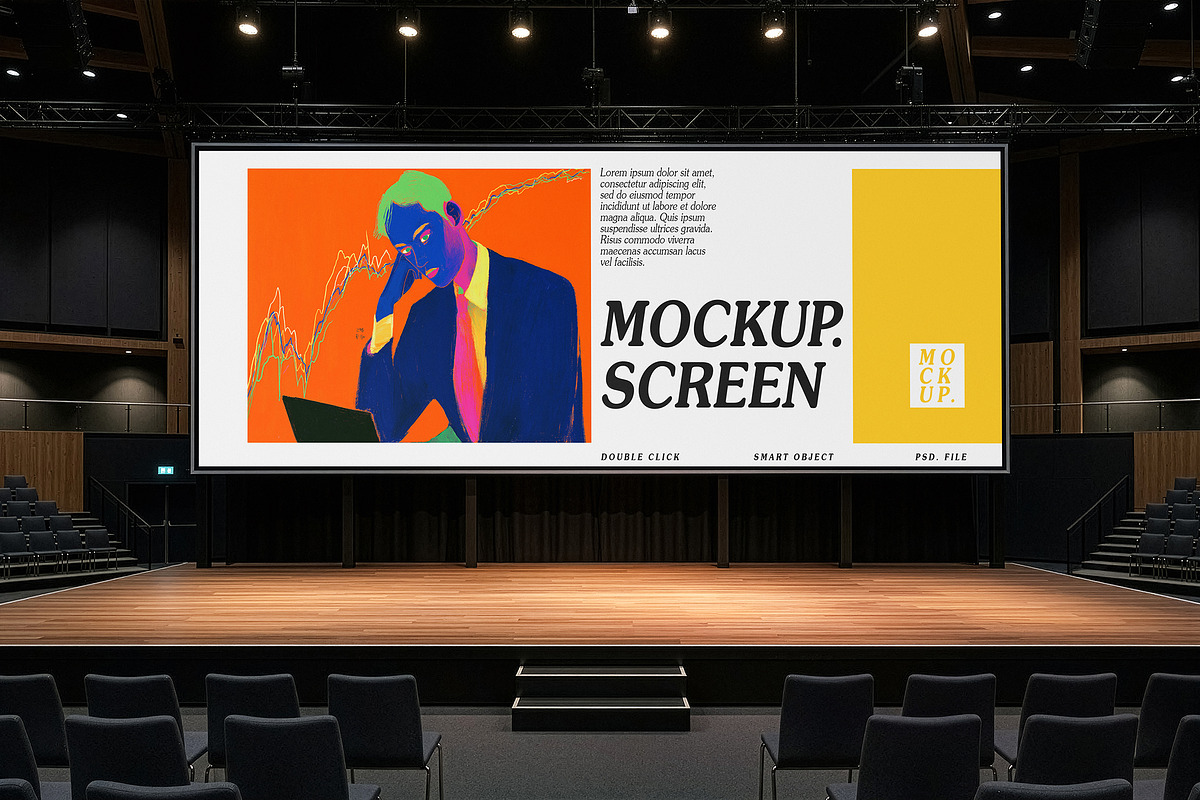 Conference Event Stage Screen Mockup, an Advertising Mockup by smishura (Photo 3 of 10)