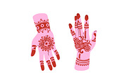 Henna tattoos, mehendi on hands set, a Person Illustration by PaperTrident (Thumbnail 4 of 5)