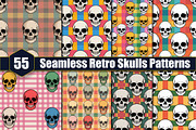 Seamless Retro Skulls Patterns, a Pattern Graphic by protabsorkar11 (Thumbnail 1 of 4)