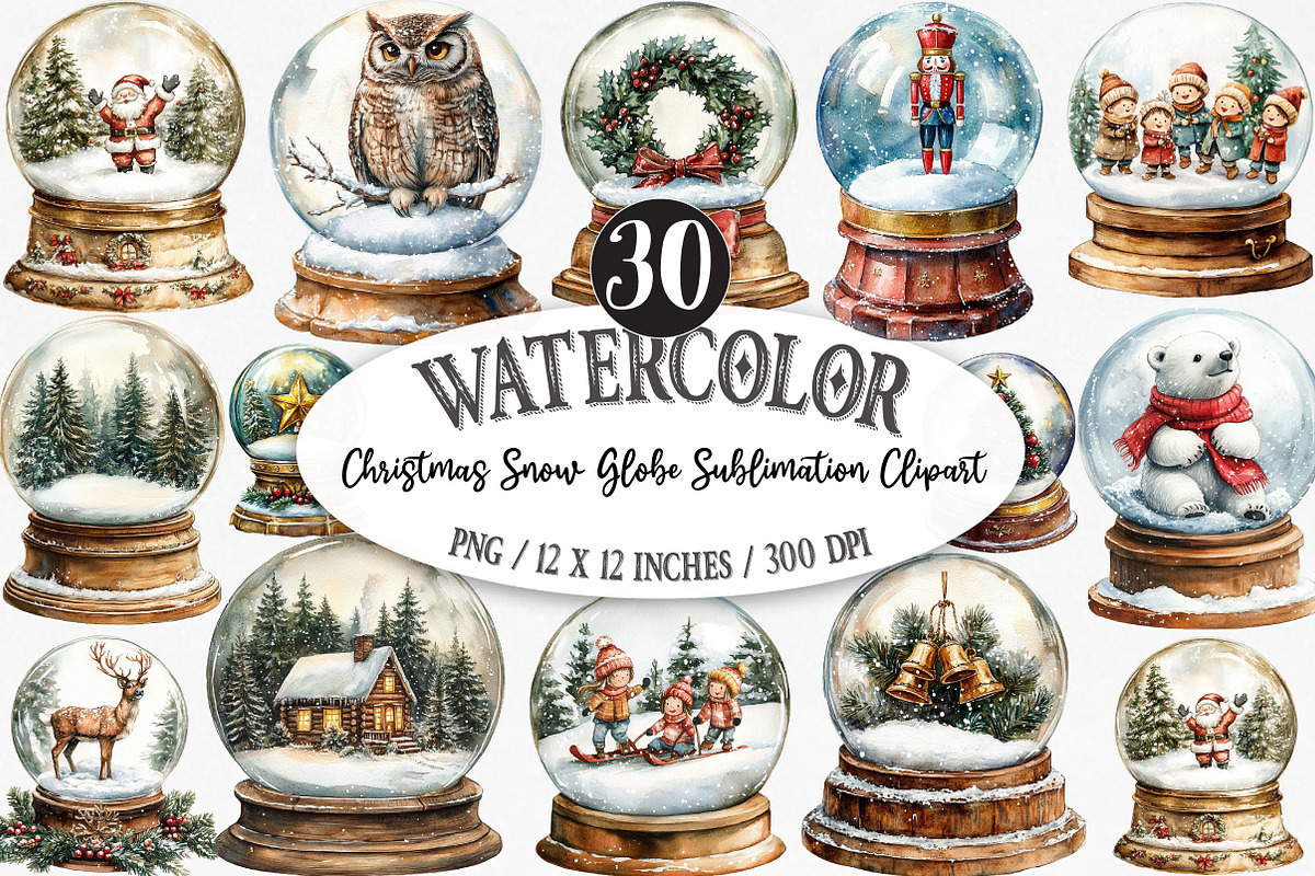 Christmas Snow Globe Sublimation, an Illustration by Designking (Photo 1 of 5)