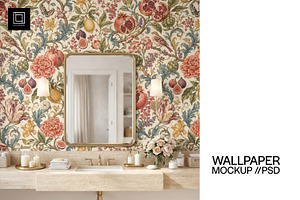 Luxury Bathroom Wallpaper Mockup PSD