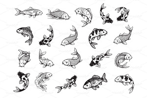 Collection of Koi fish vector., an Animal Illustration by yod67