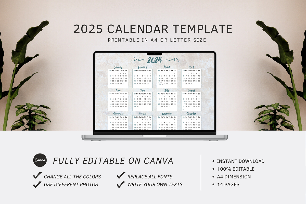 2025 CALENDAR CANVA TEMPLATE, a Stationery Template by The Little Lily Studio (Photo 5 of 5)