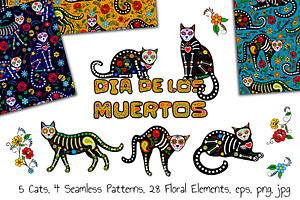 Sugar Skull Cats (ESP, PNG, JPG)