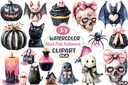 Black Pink Halloween Clipart, an Illustration by DreamCafeArt (Thumbnail 1 of 7)