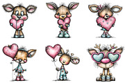 Whimsical Valentine Deer Clipart, an Illustration by CraftArtStudio (Thumbnail 5 of 6)