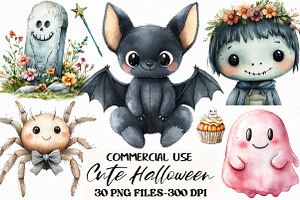 Watercolor Hand Drawn Cute Halloween, an Illustration by Craft Nest